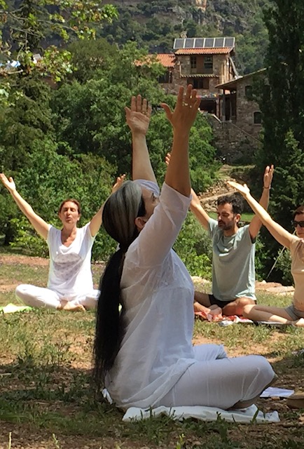 Outdoors yoga class
